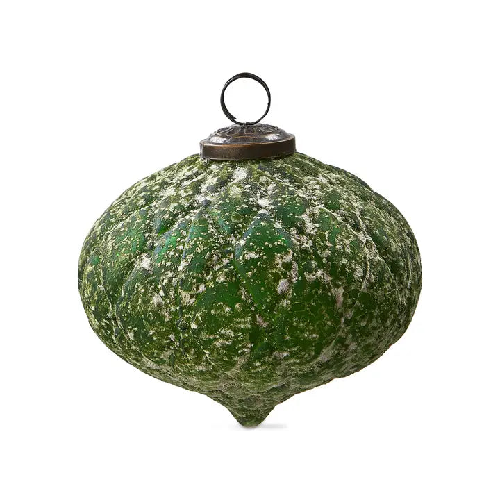 Antique Green Glass Ornament-Diamond