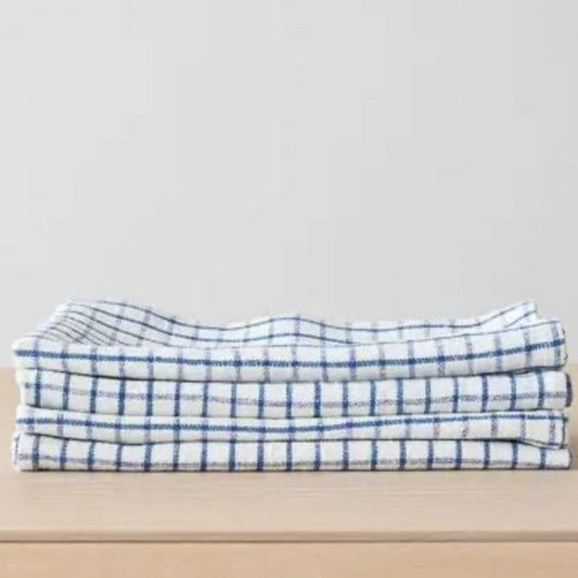 Graphic Blue Check Linen Napkin