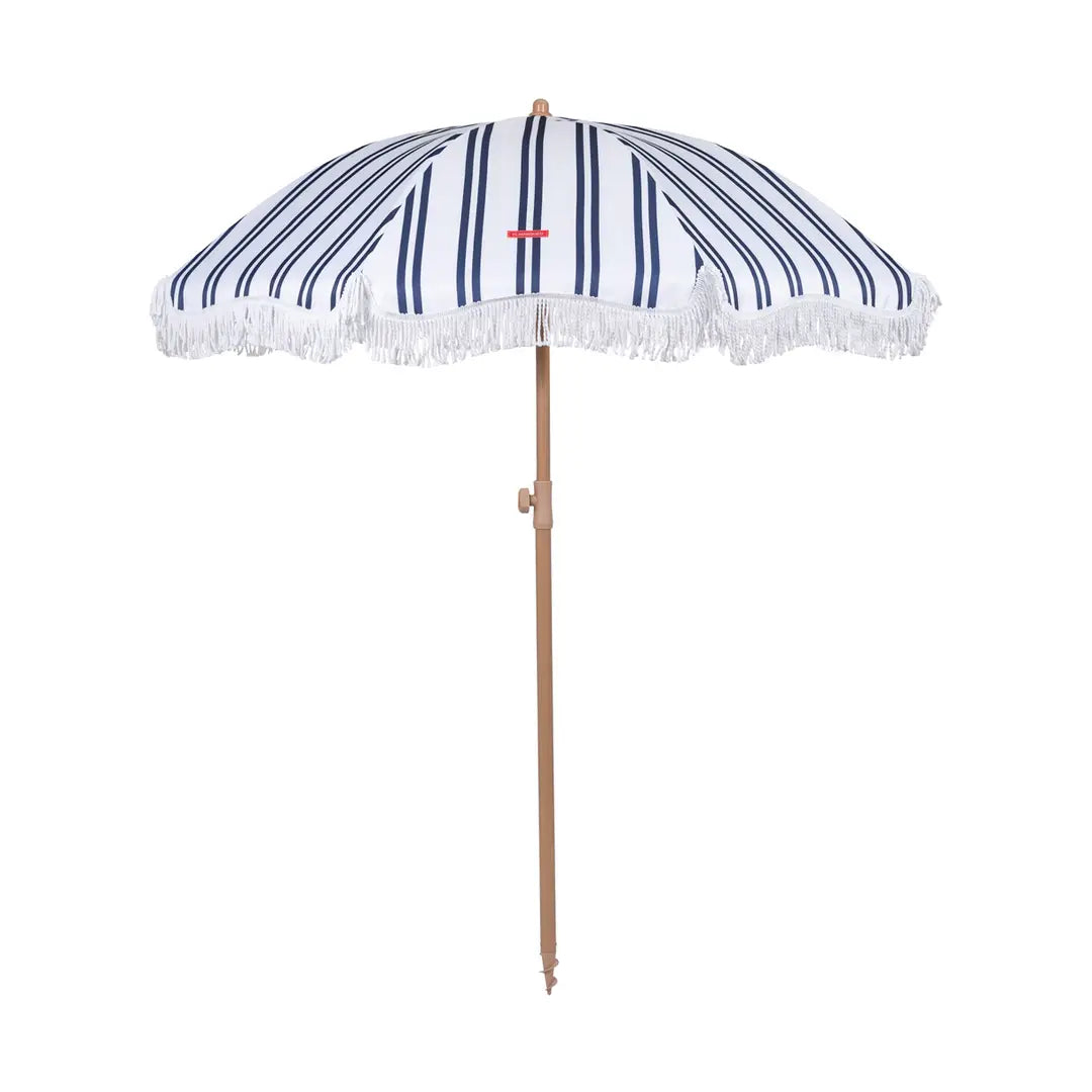 White Umbrella w/Blue Stripes