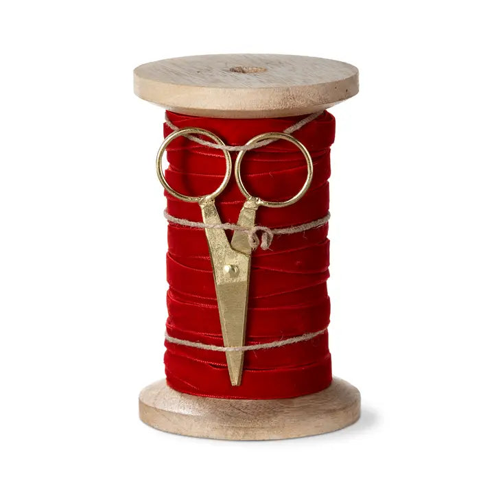Velvet Ribbon Spool-Red w/Scissors