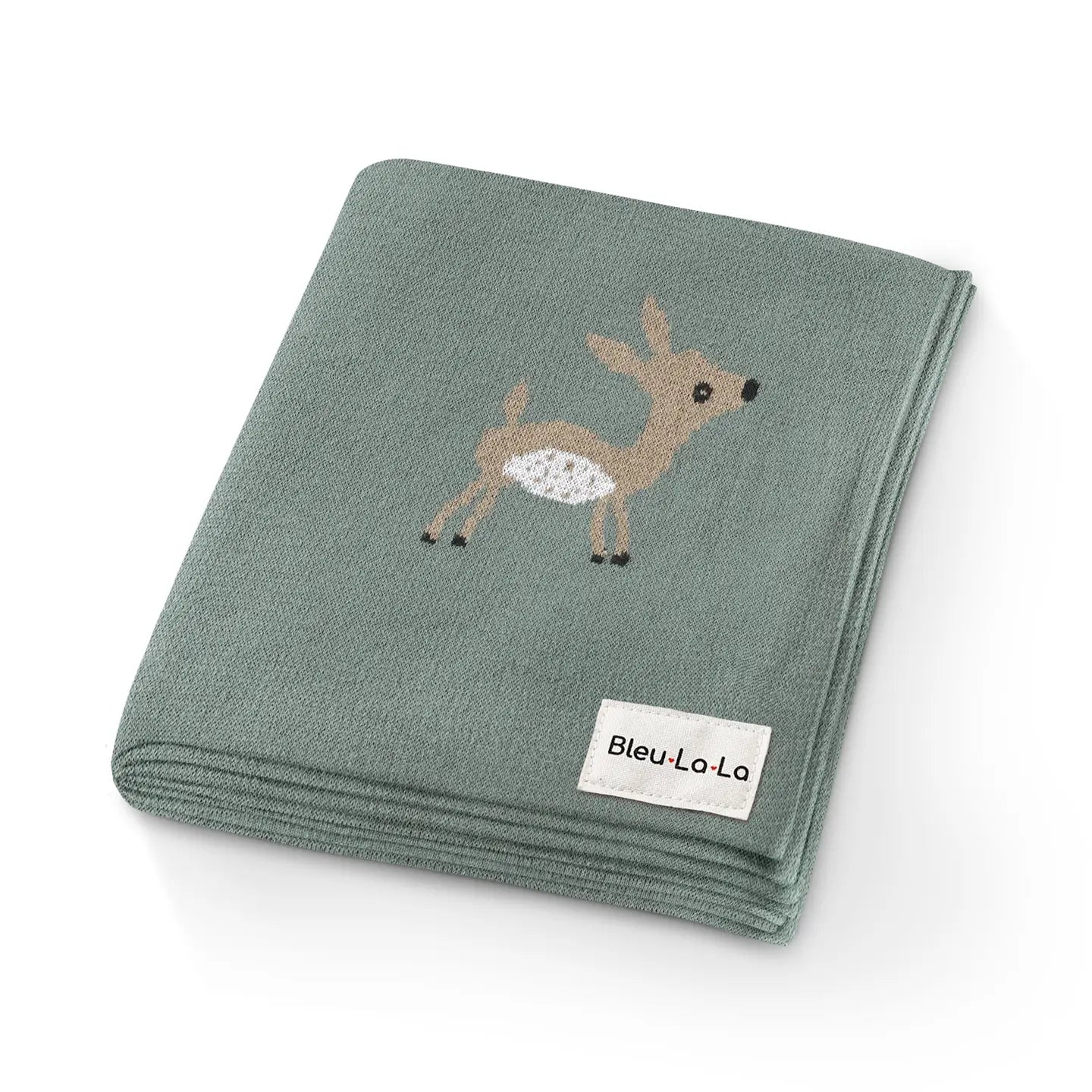 forest green baby blanket with brown deer
