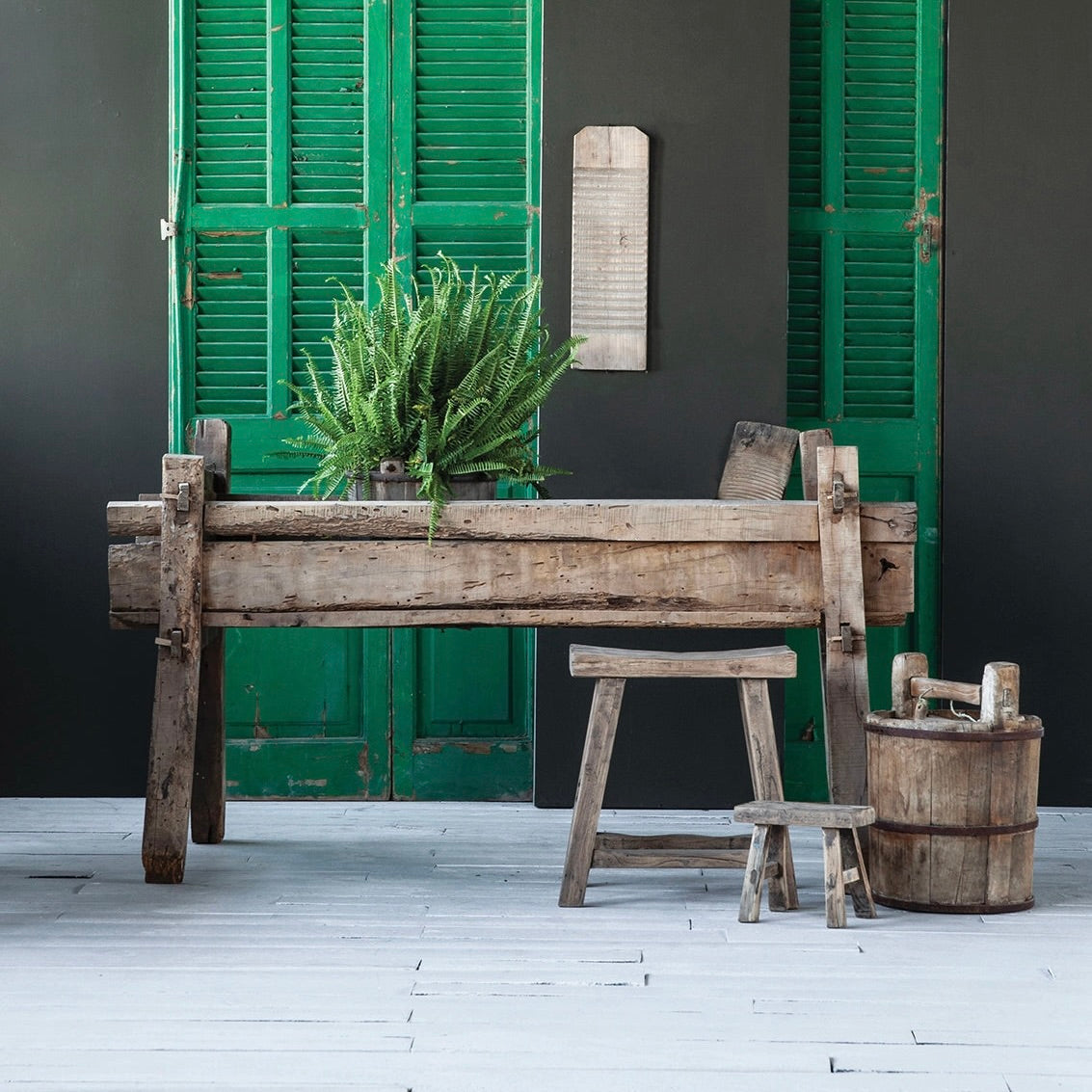 primitive wooden stool