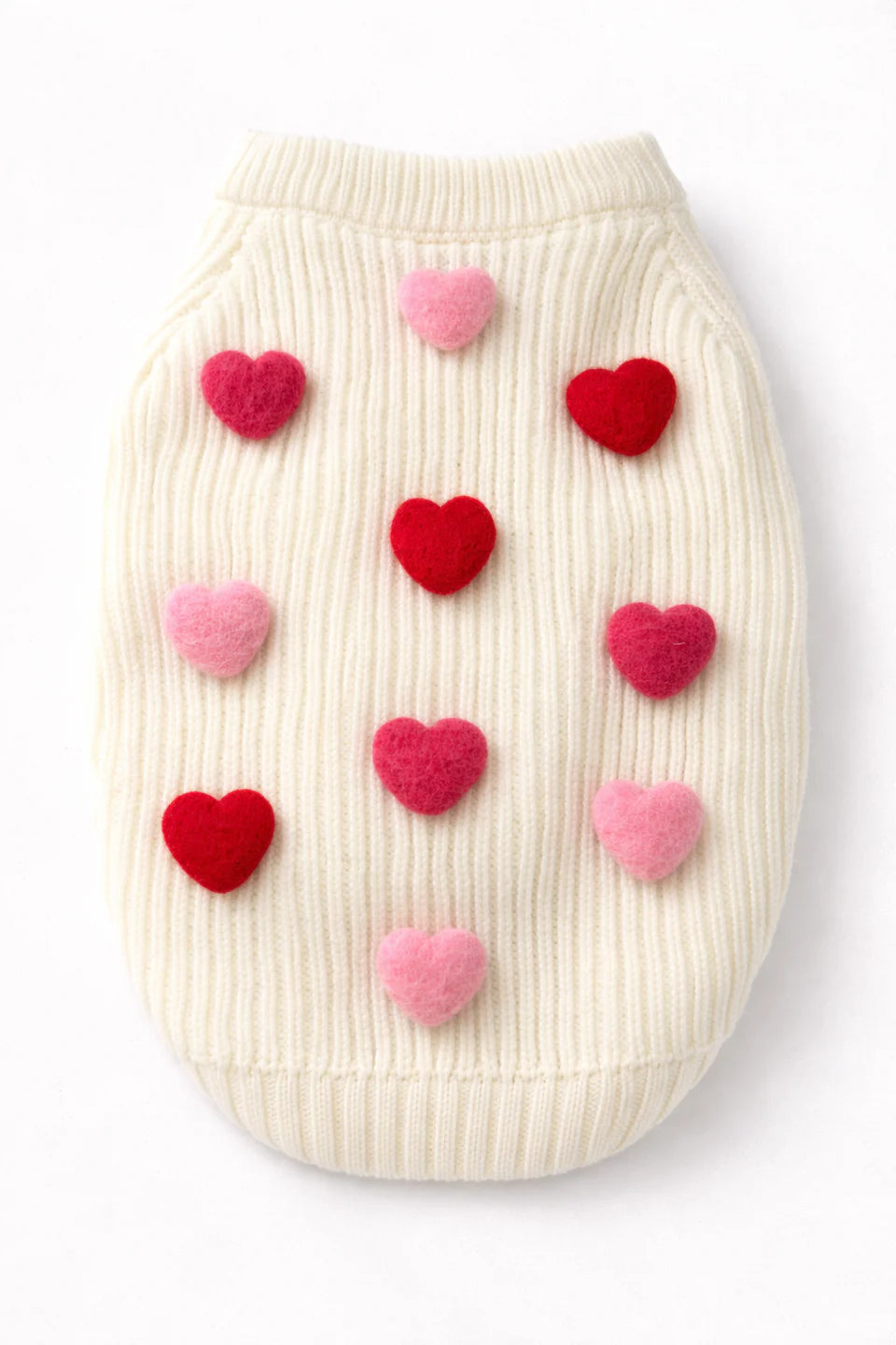 Pet Cream Heart Sweater