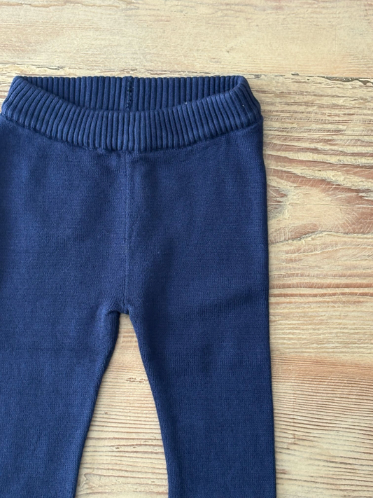 Cotton Pocket Sweater Baby Leggings-Navy