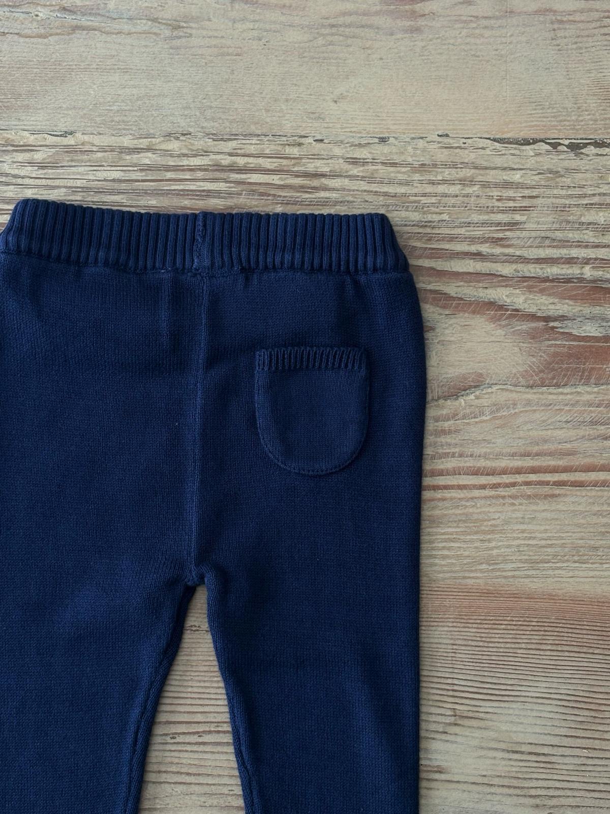 Cotton Pocket Sweater Baby Leggings-Navy