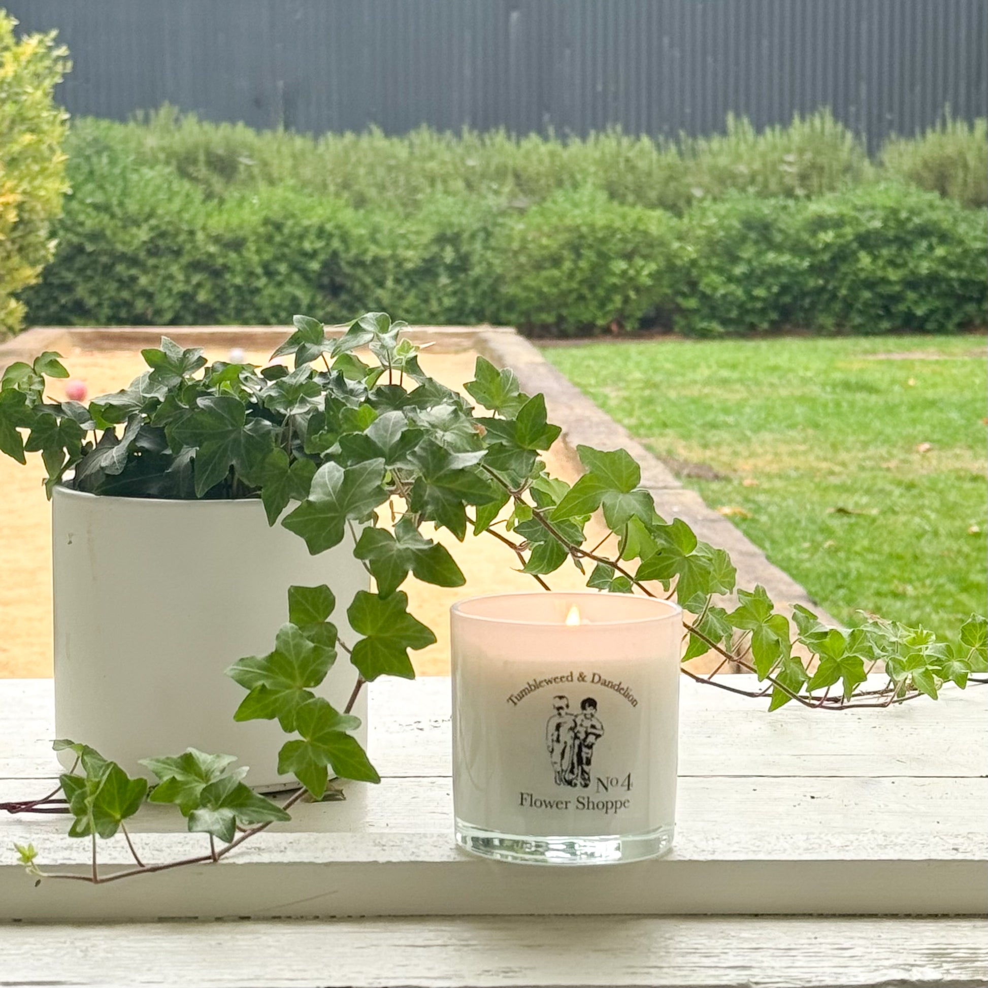 white glass candle