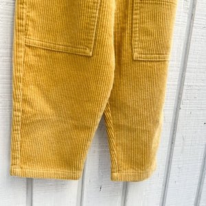 mustard corduroy kid's overalls