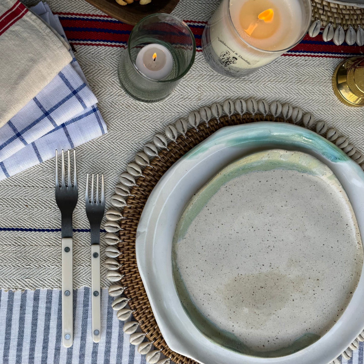 Rattan Placemats with Shells