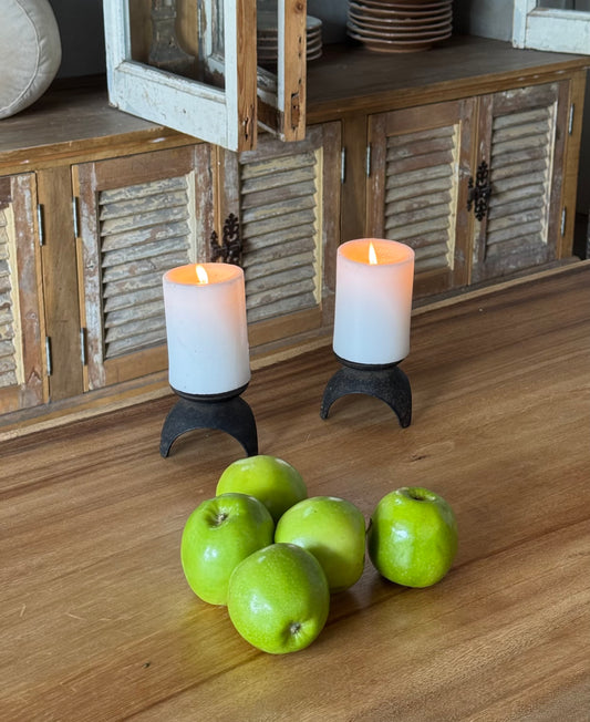 Wrought Iron Mid Century Pillar Holder Set