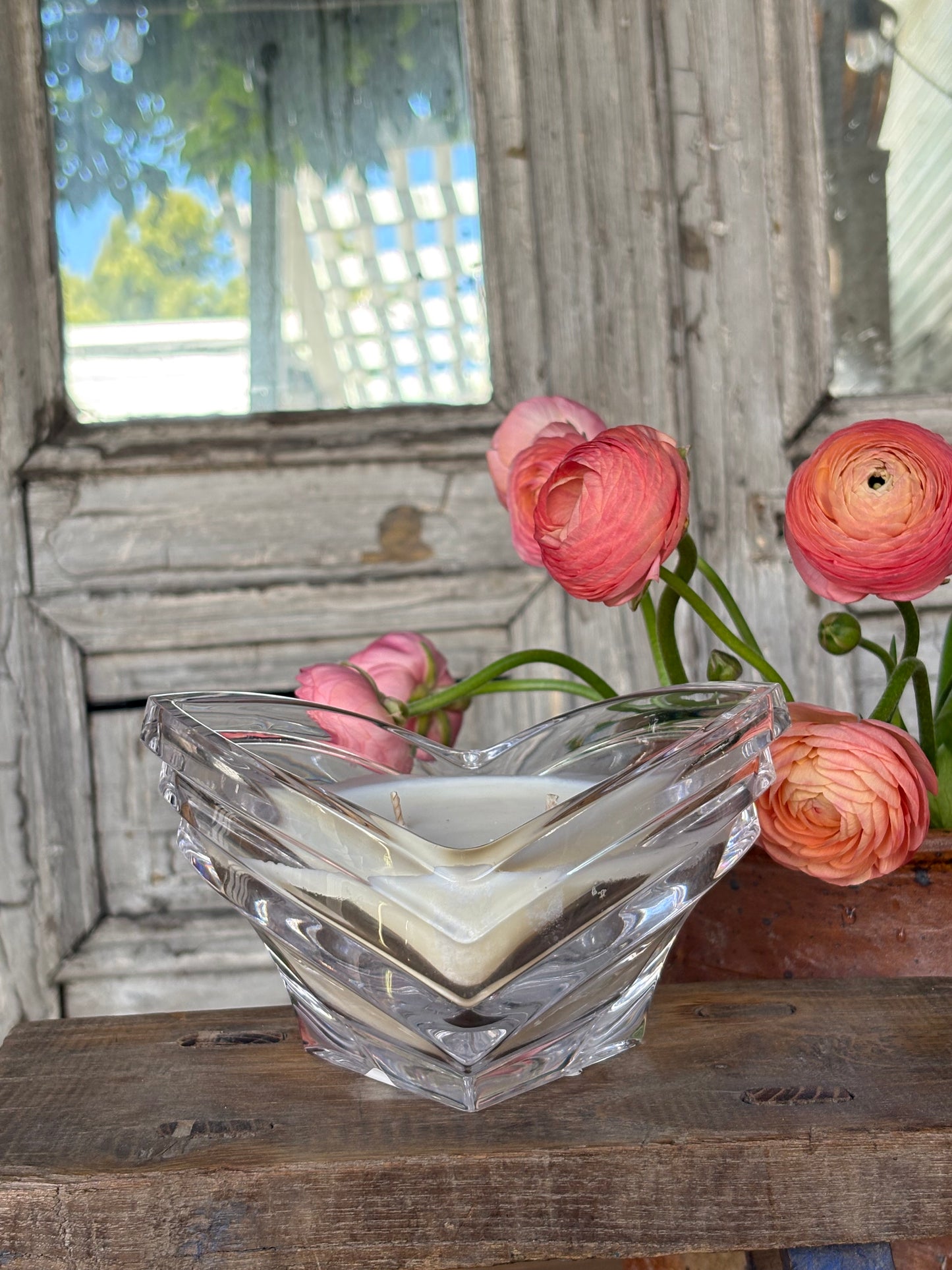 Crystal Vase Heart Candle