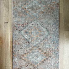 Load image into Gallery viewer, vintage Turkish runner rug with red, pink, cream and off white colors
