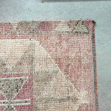 Load image into Gallery viewer, vintage runner rug with geometric pattern in faded pinks and beige