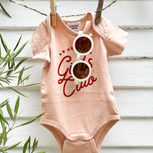 Load image into Gallery viewer, toddler sunglasses in white hanging in a toddlers pink onesie that says &quot;Girls Club&quot;