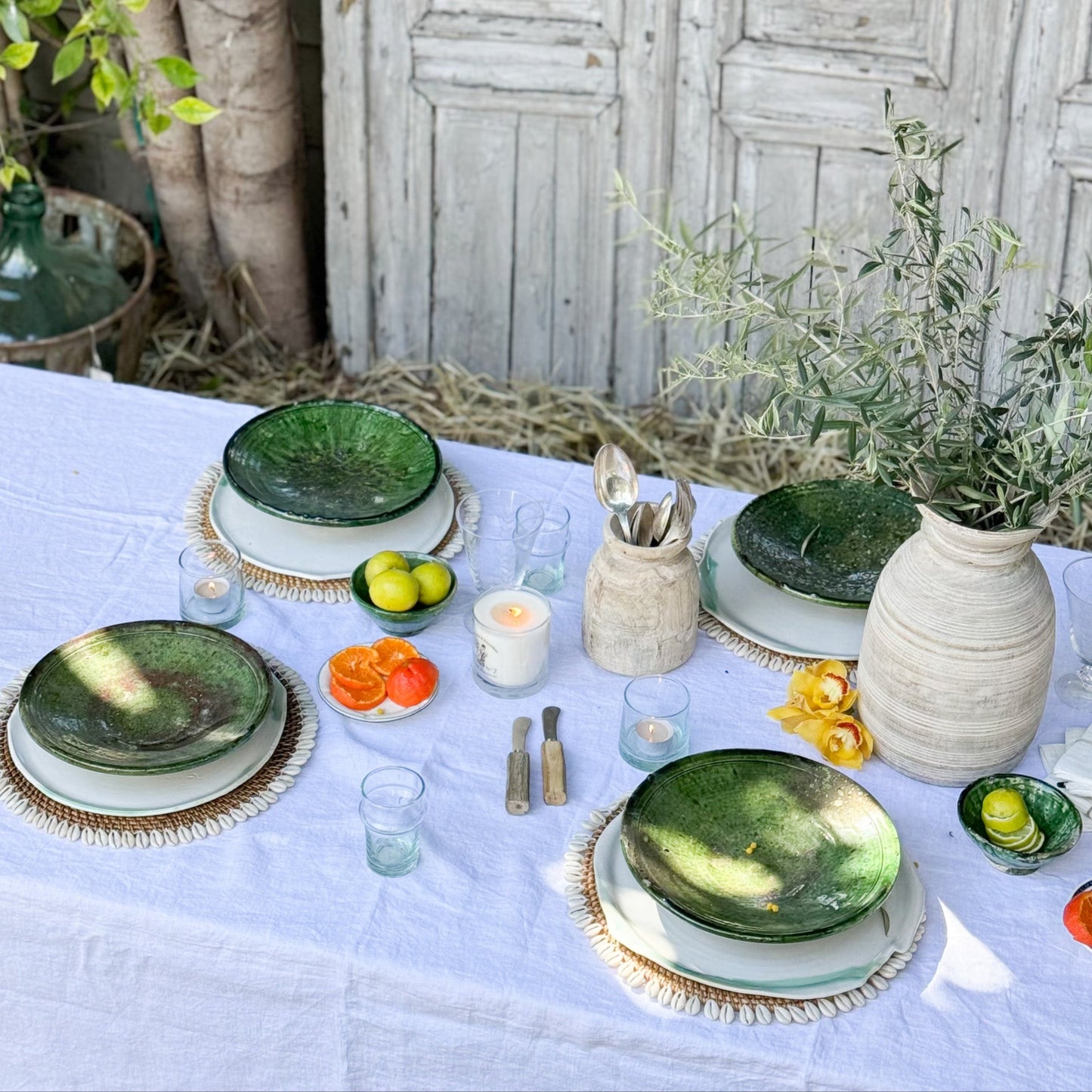 Rattan Placemats with Shells