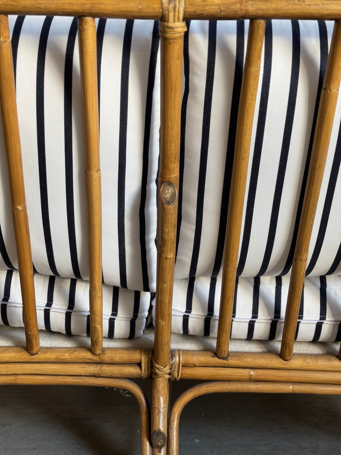 Striped Rattan Loveseat