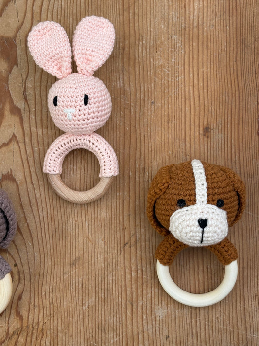 Knitted Baby Bunny Rattle
