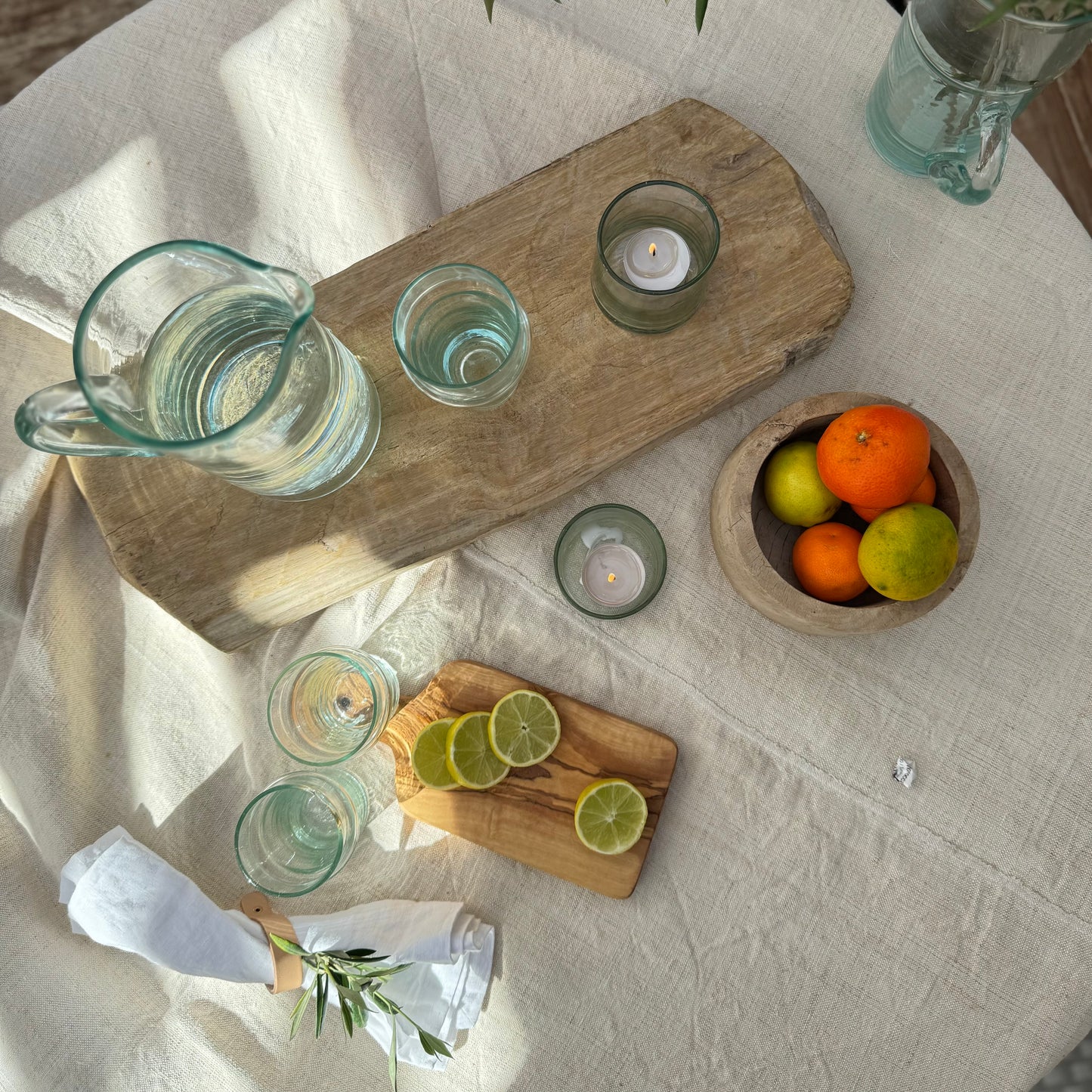 short recycled Moroccan glass tumblers