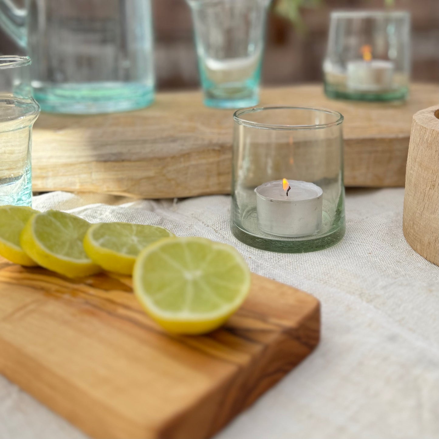 short recycled Moroccan glass tumblers