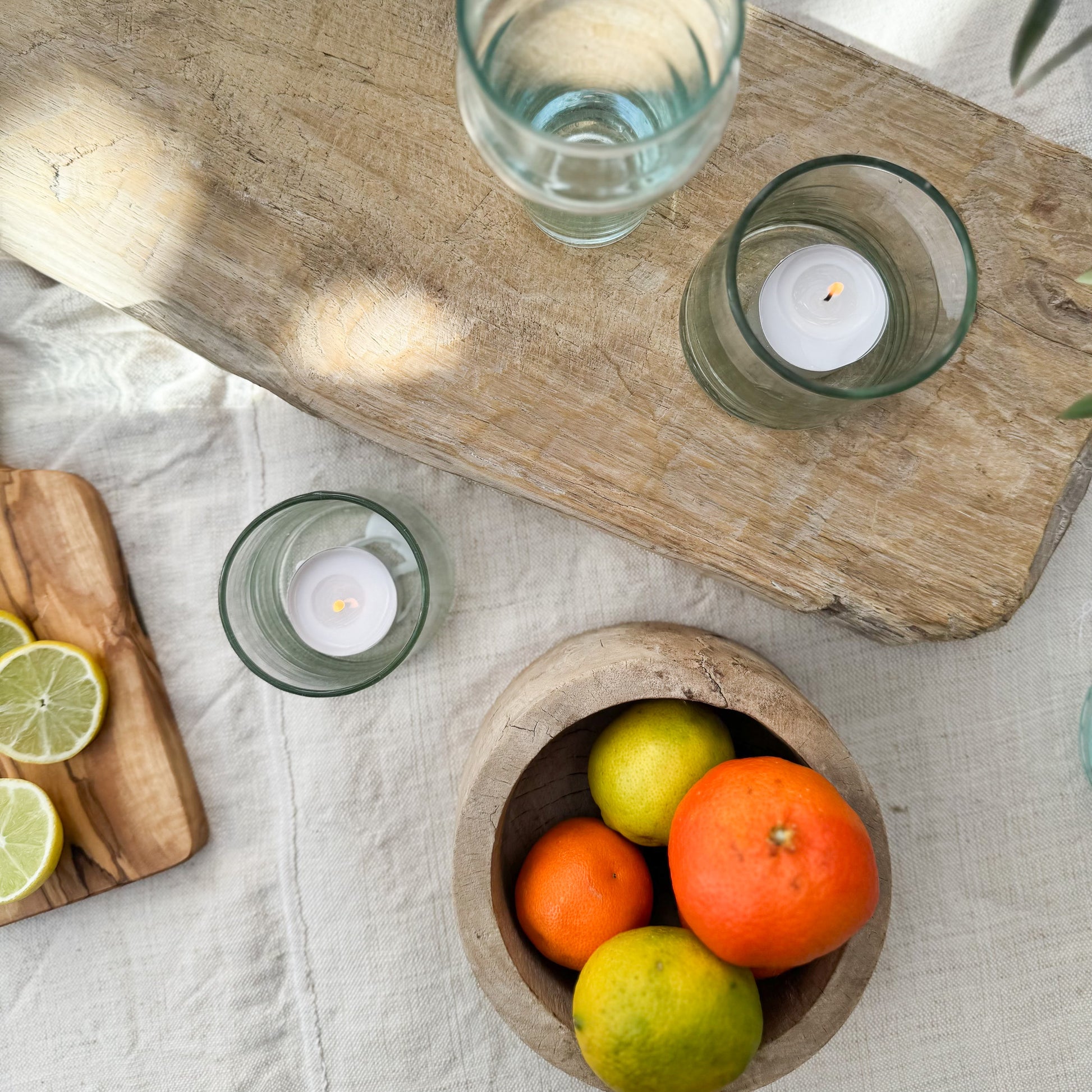 short recycled Moroccan glass tumblers