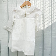 Load image into Gallery viewer, white cotton toddler dress with long sleeves and collar