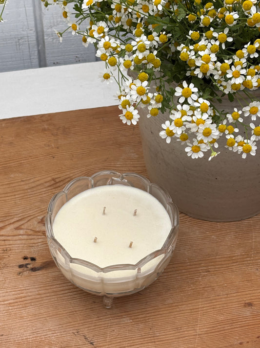 Crystal sugar bowl with feet candle