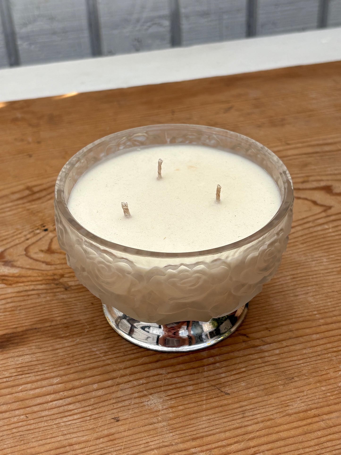 Glass and Silver Crystal Candle