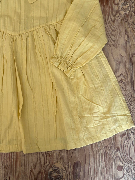 Wide Collar Yellow Kid's Dress