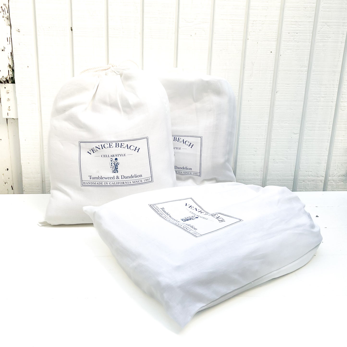 T&D White Linen Sheet Set