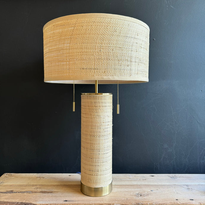 Cylinder Rattan Table Lamp