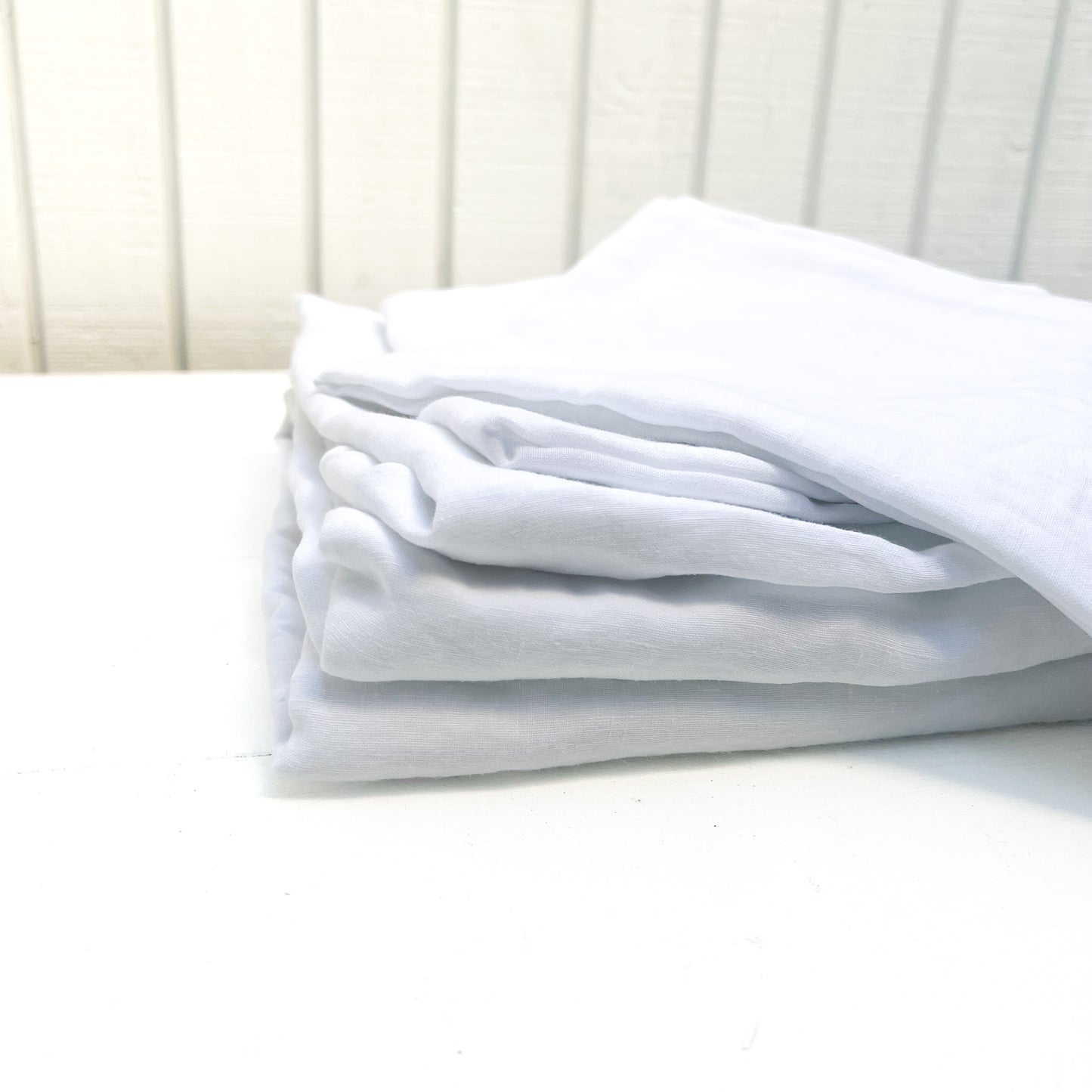 T&D White Linen Sheet Set