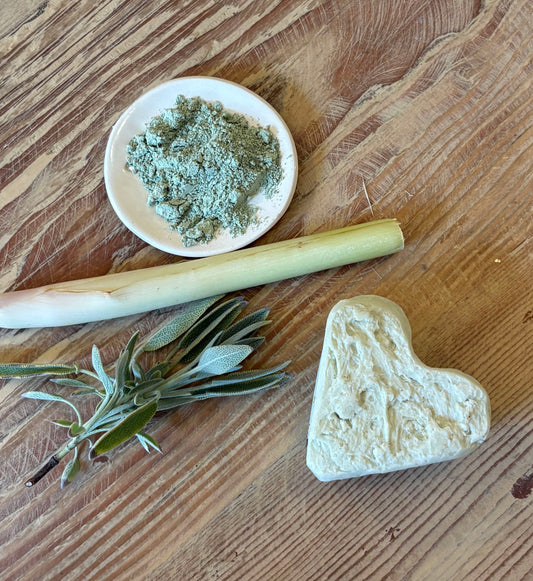 French Clay, Sage & Lemongrass Heart Soap