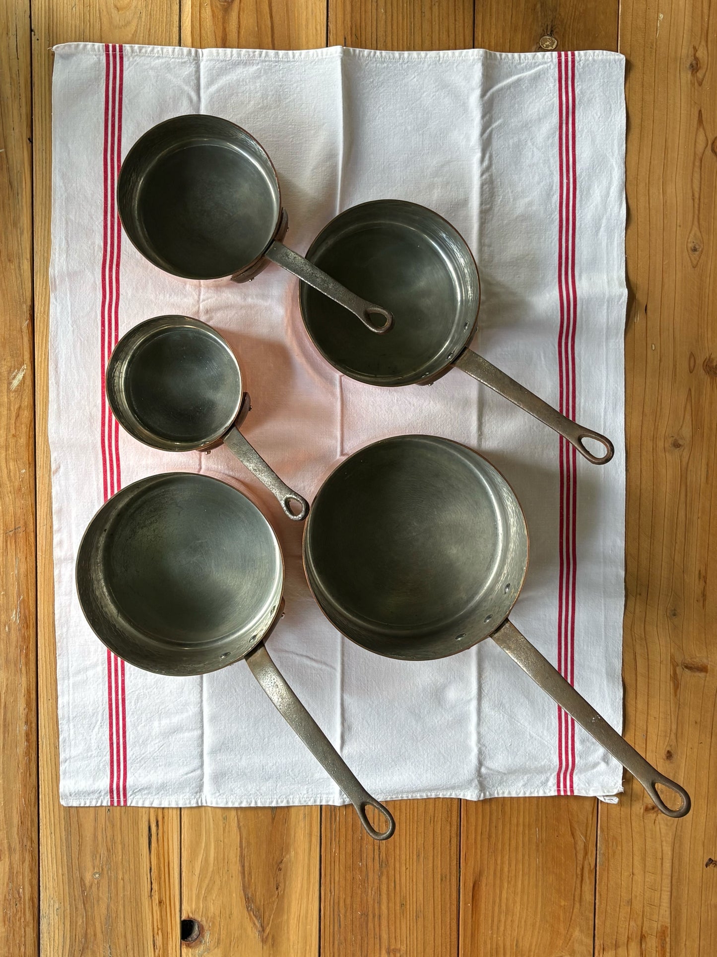 French Vintage Copper Pot Set