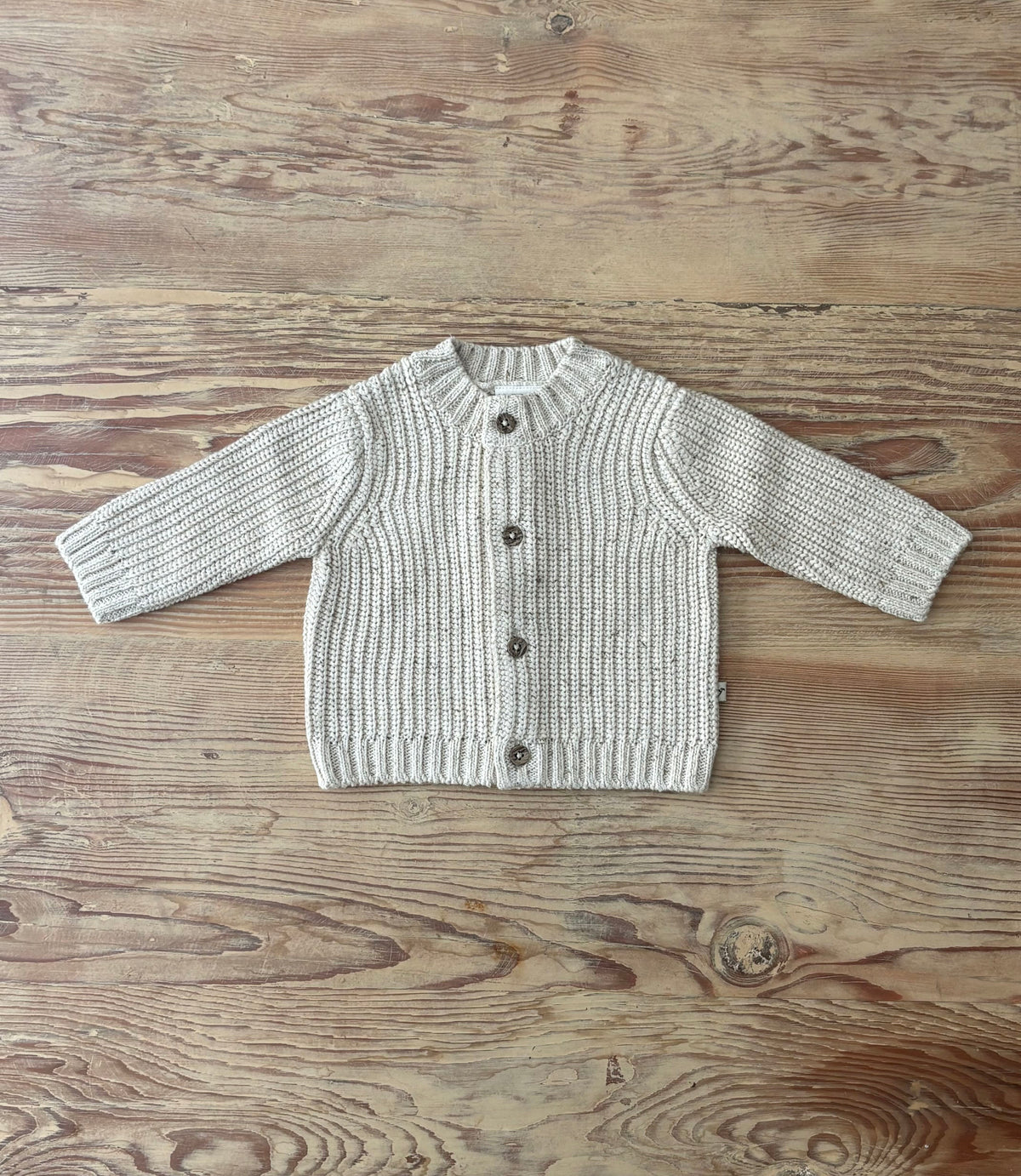 Chunky Knit Baby Cotton Cardigan-Linen