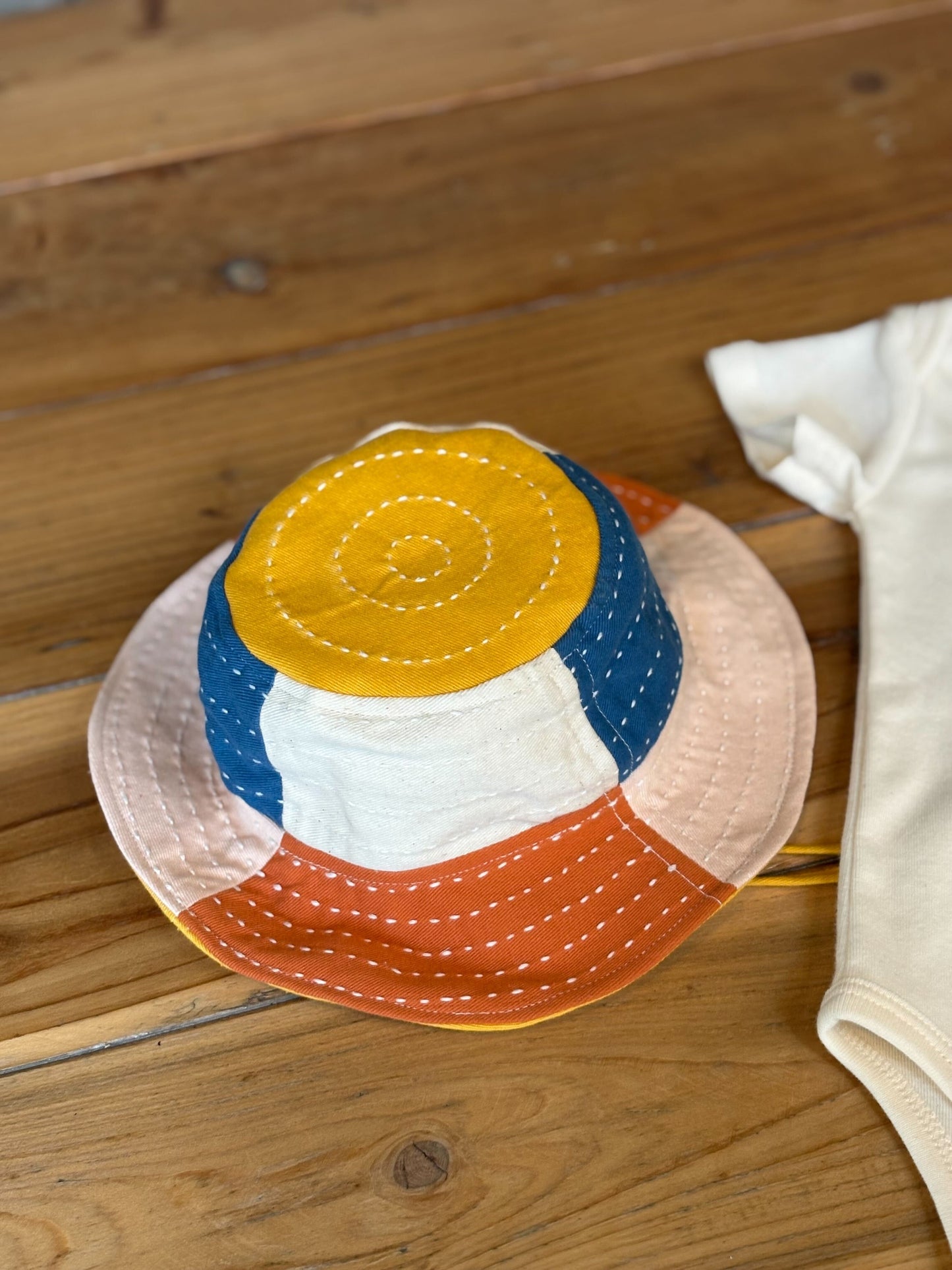 Checkered Baby Bucket Hat-Mustard