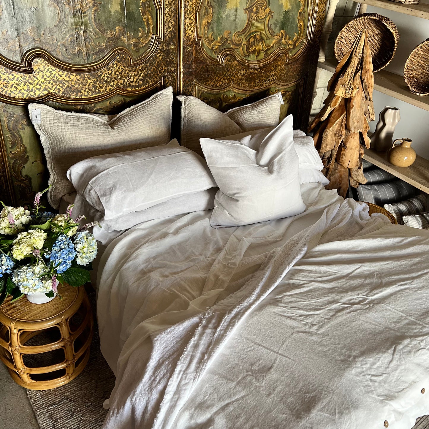 Kira Rose Linen Bedding-Natural