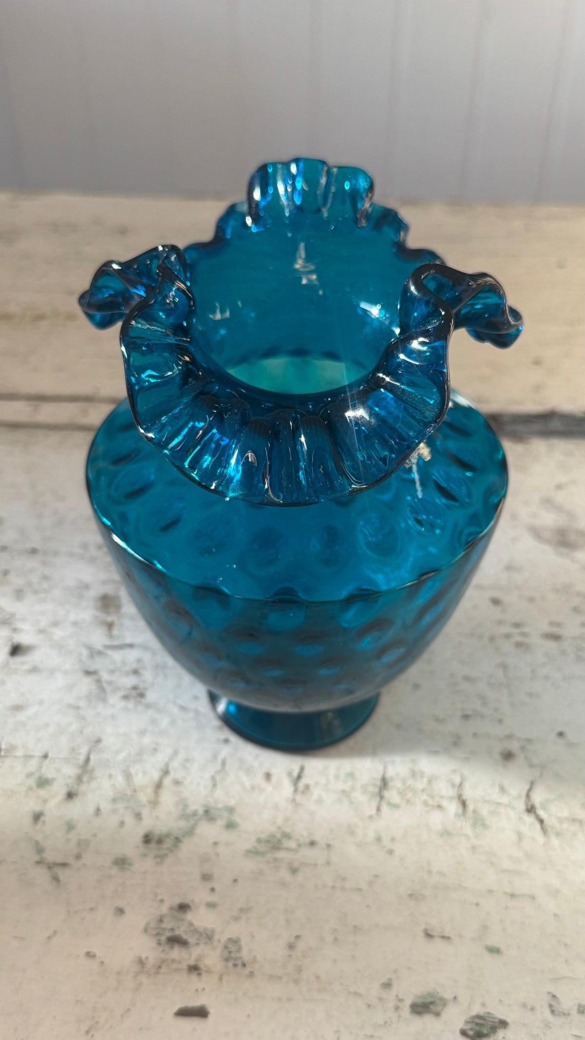 Vintage Fenton Art Glass Coin Dot Vase