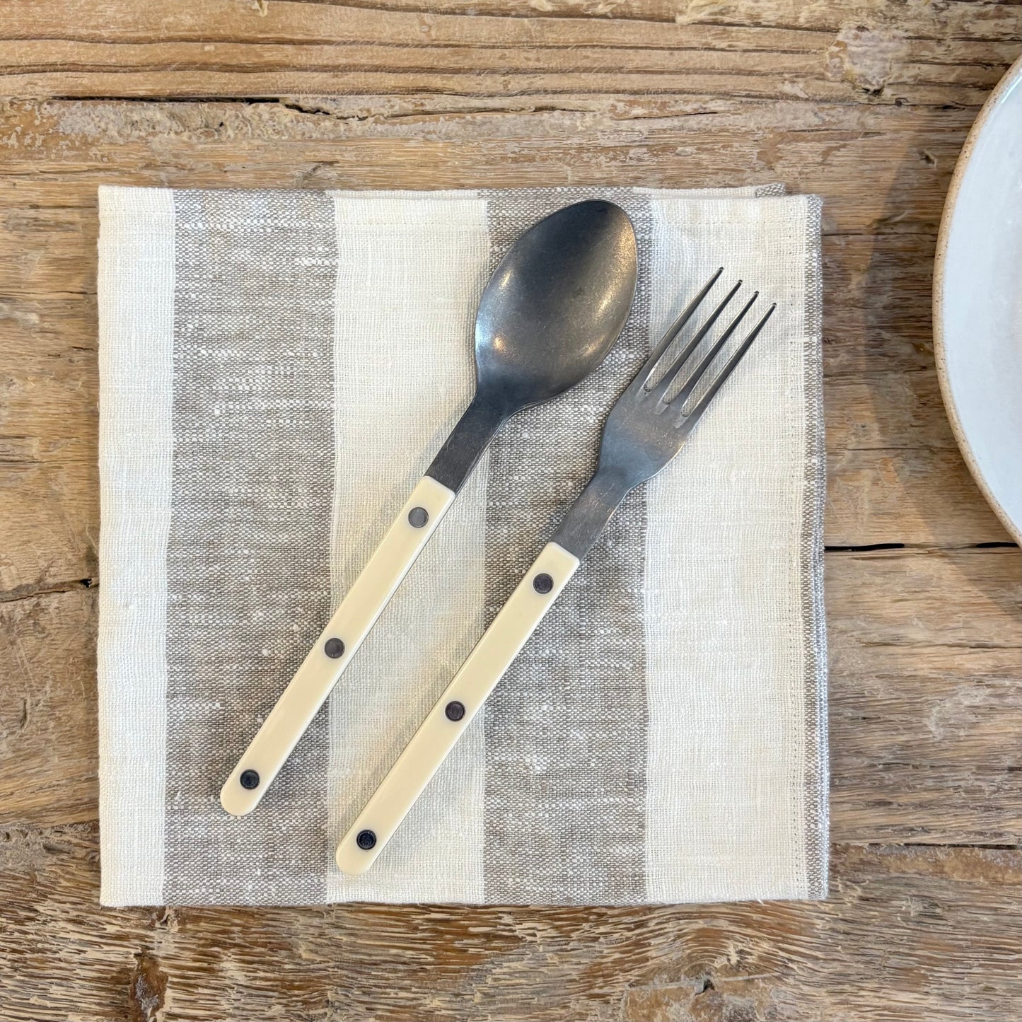 Philippe Off White/Grey Linen Napkin