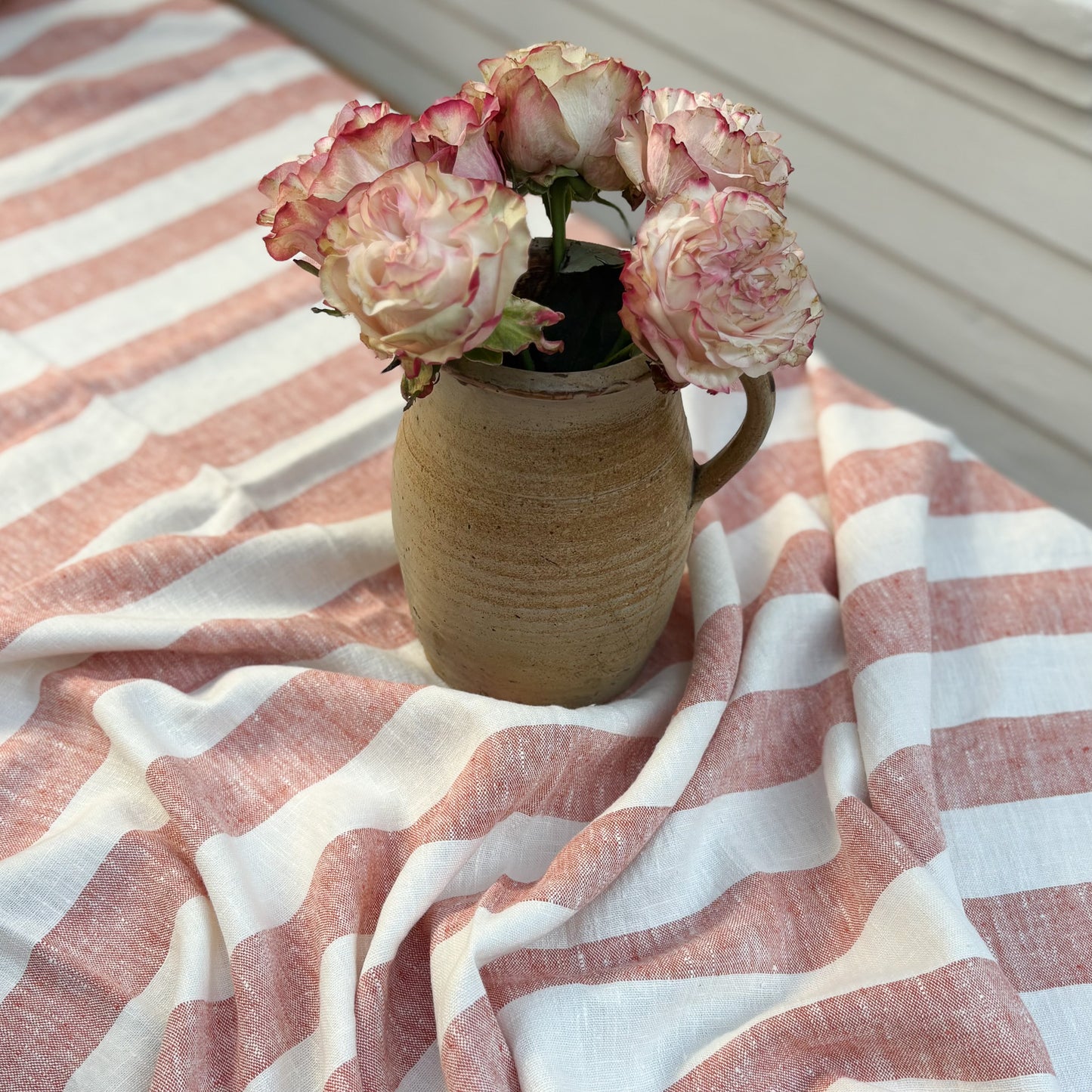 Philippe Brick White Linen Tablecloth