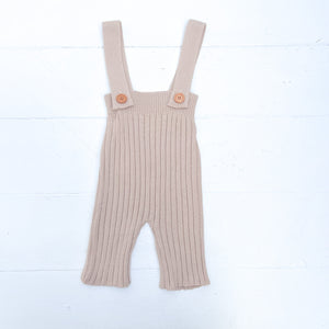 light pink knit baby overalls 