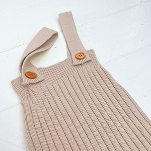 light pink knit baby overalls 