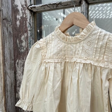 Load image into Gallery viewer, off white cotton toddler long sleeve dress with ruffle collar