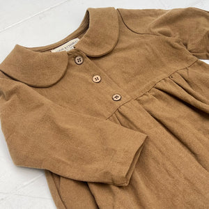 brown linen toddler coat with collar