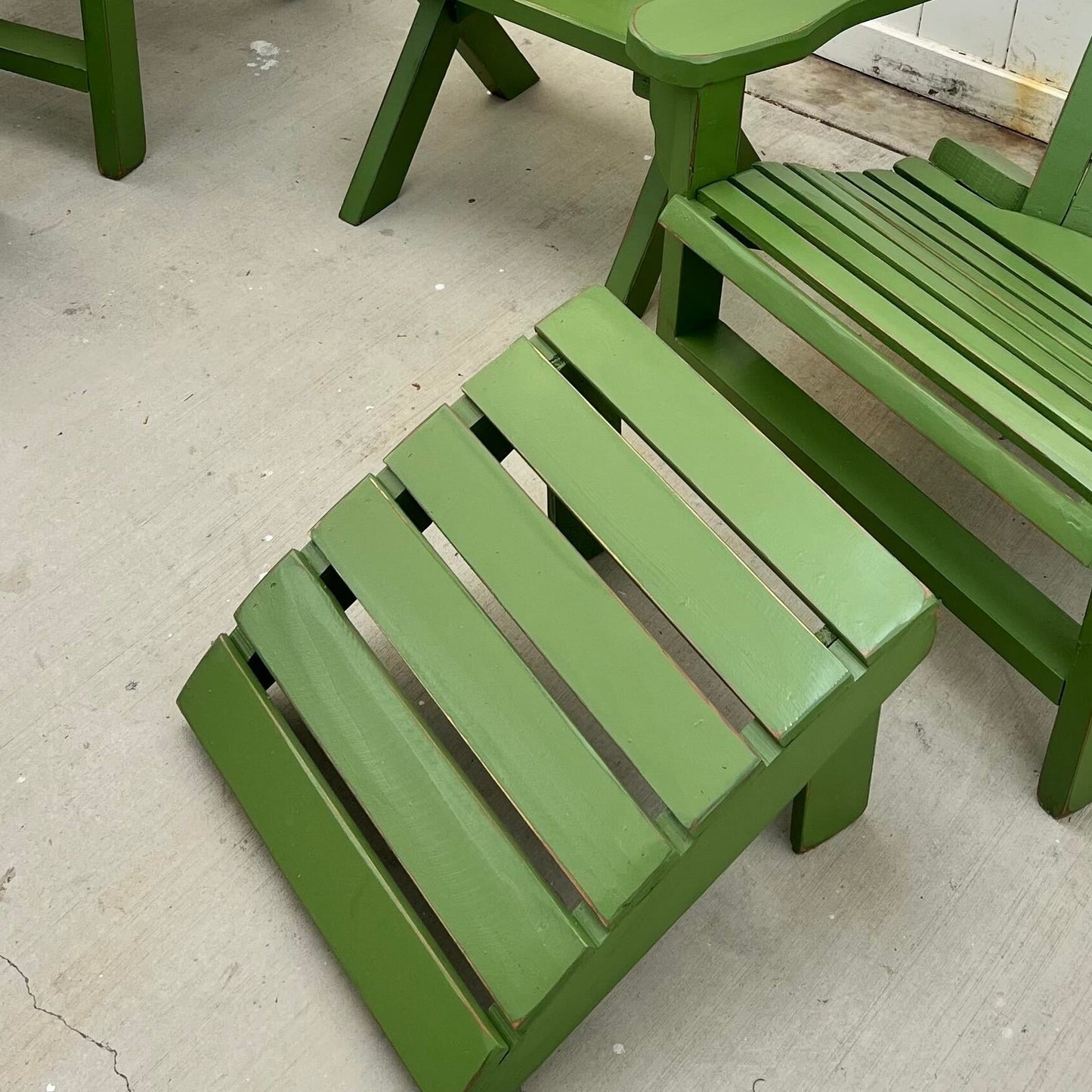 green painted ottoman for Adirondack chair