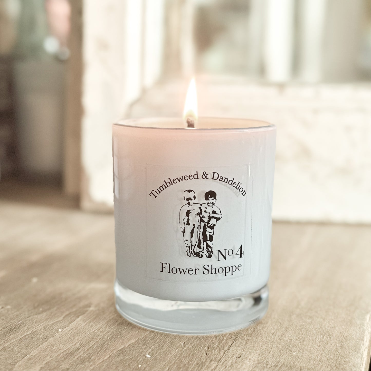white glass candle