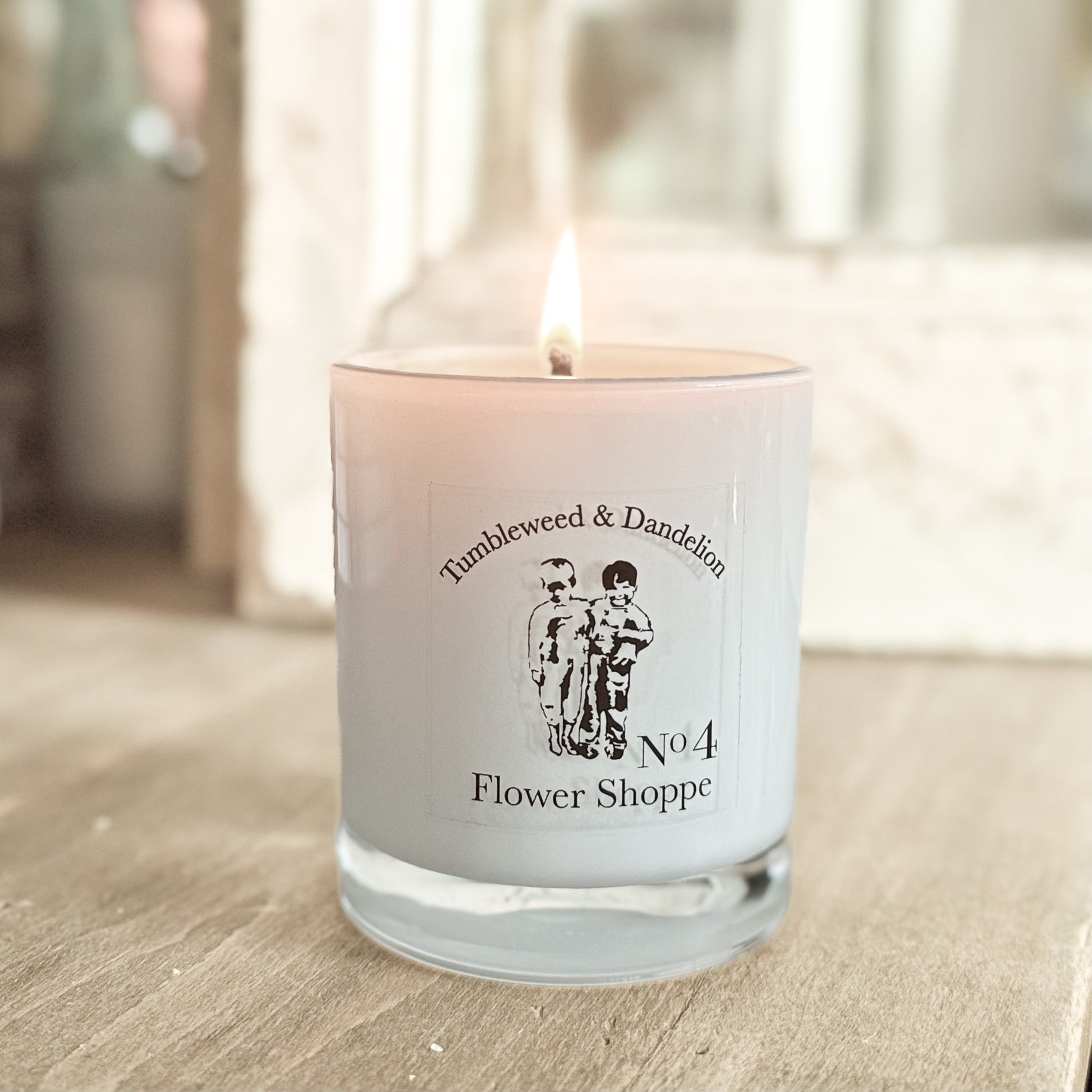 white glass candle