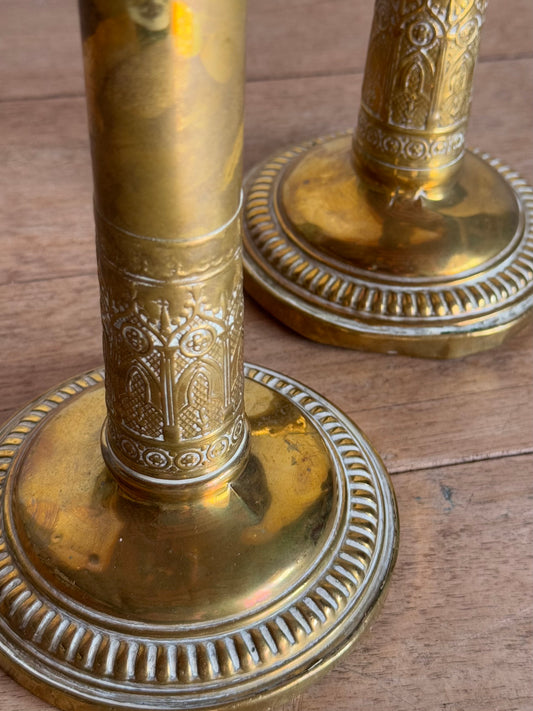 Vintage Brass Candlesticks Pair