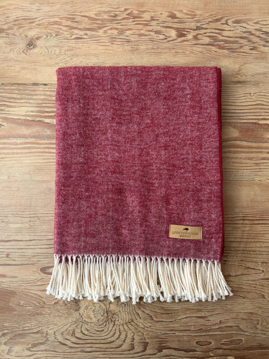 Herringbone Throw-Cranberry