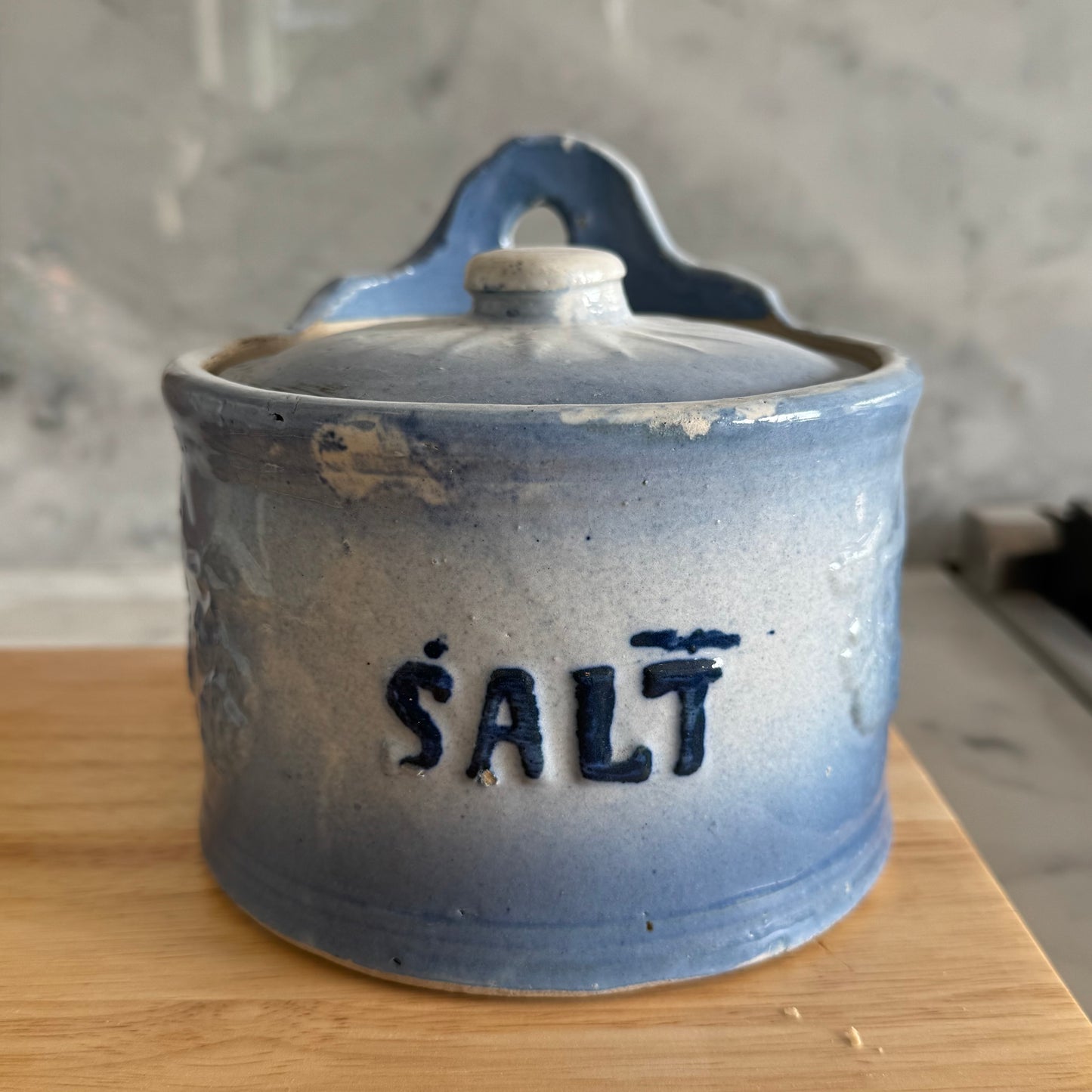 Antique Ceramic Salt Container w/Lid