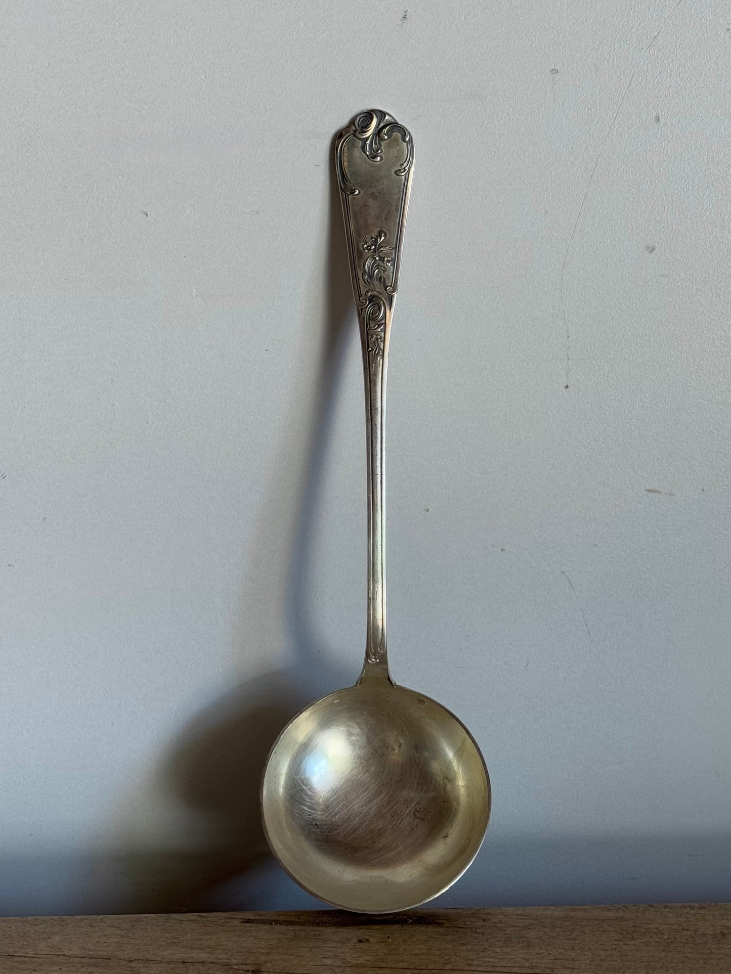 Silver spoon on a white background