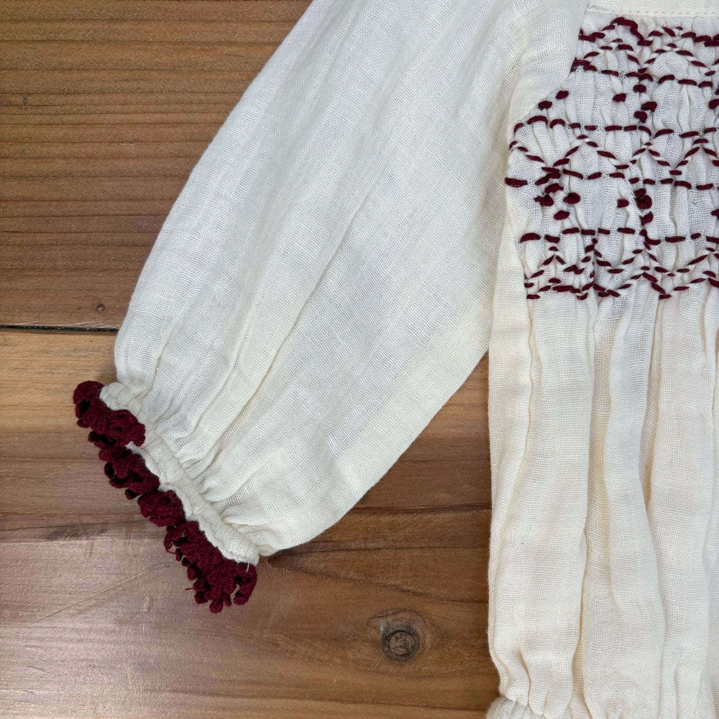 Organic Hand Smocked Linen Romper
